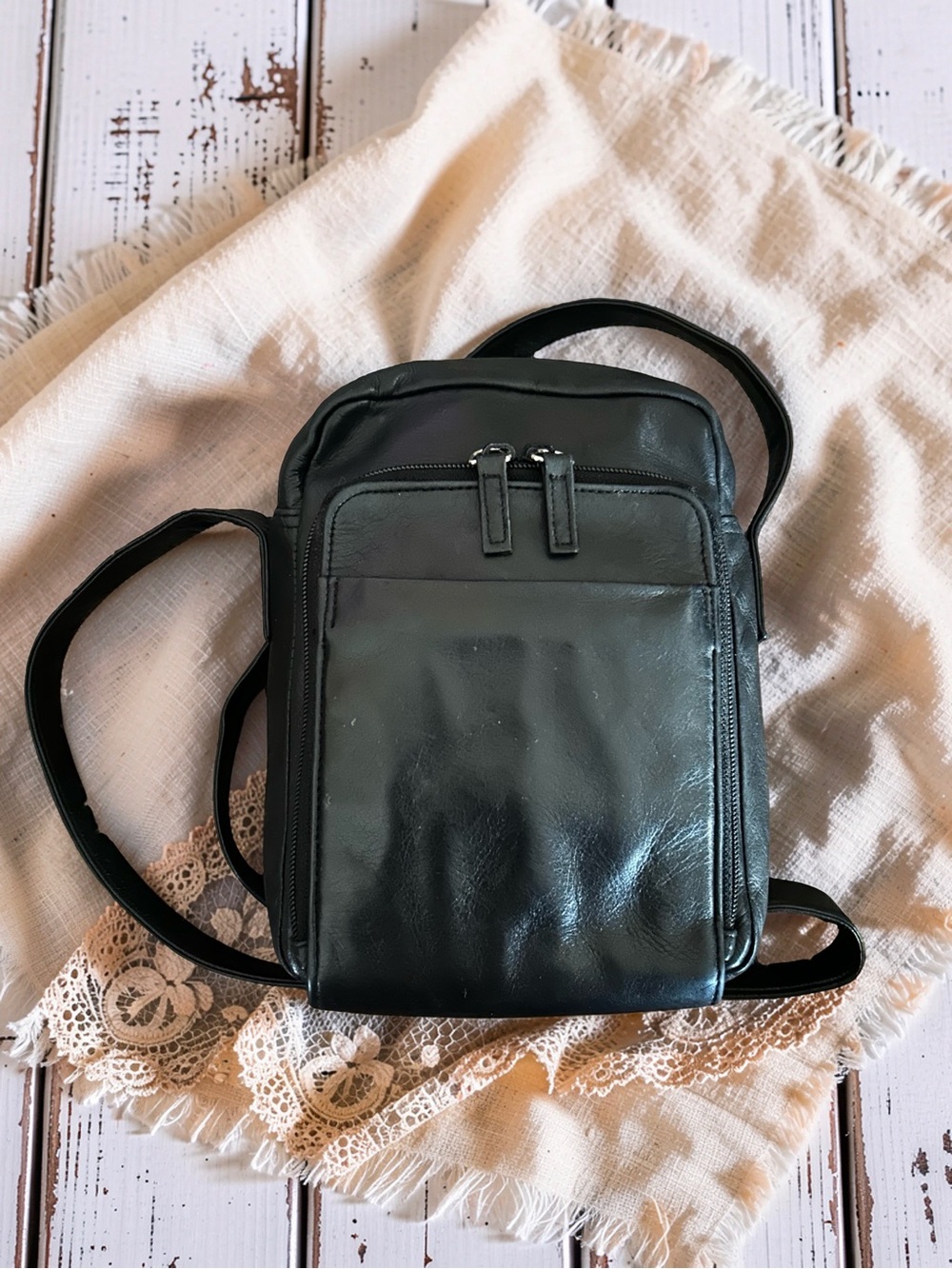 Perlina 90s Leather Black Crossbody Organizer Bag Nordstrom Y2k
